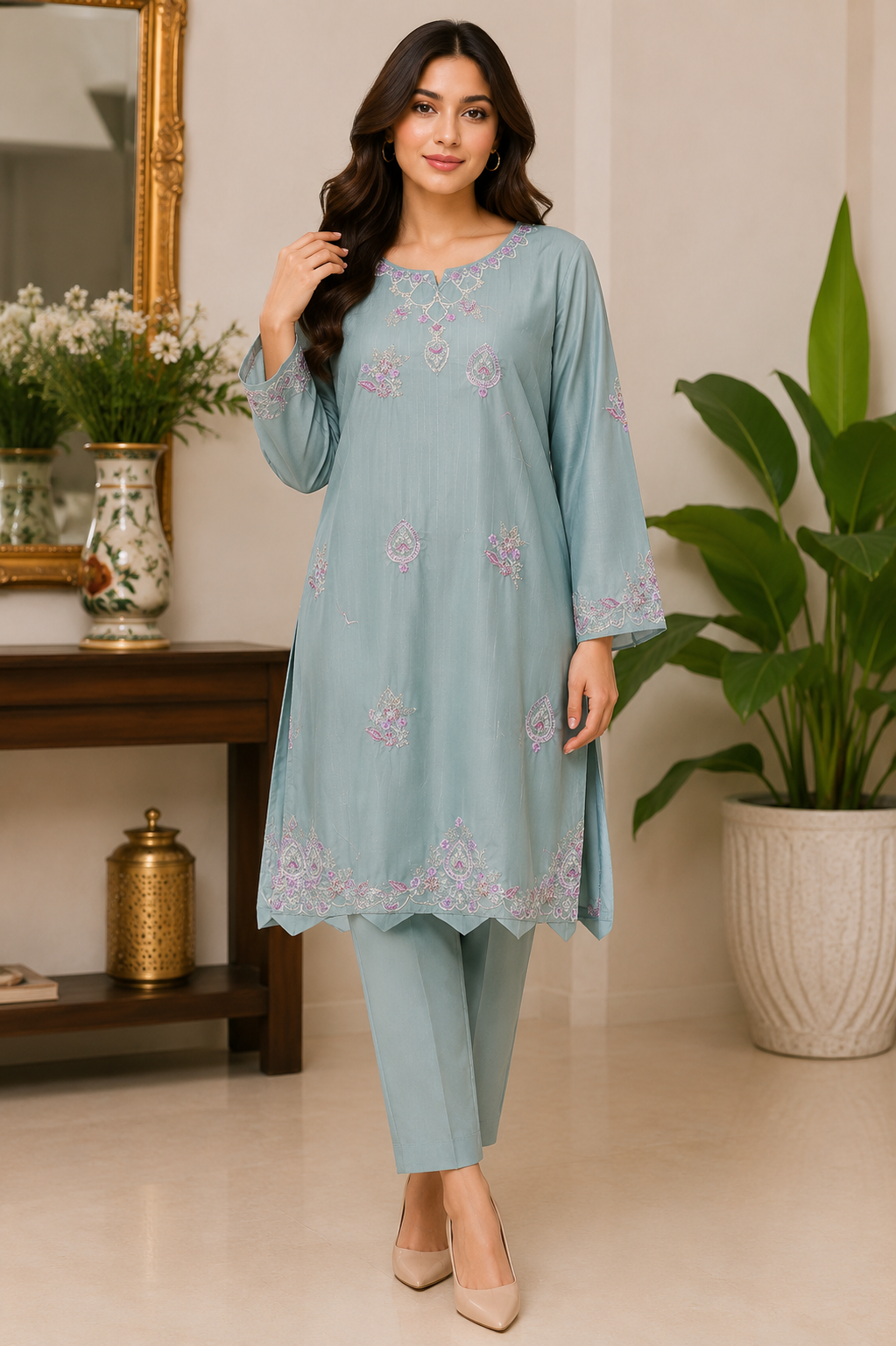 Lawn Embroidered 2PC Stitched Suit