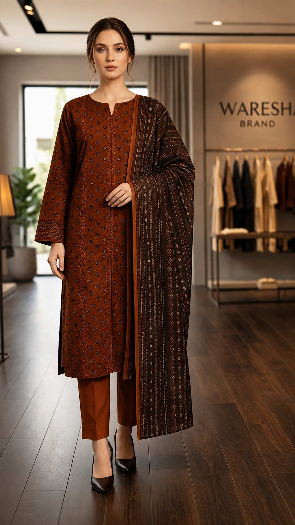 Waresha Brand Embroidered Lawn Suit