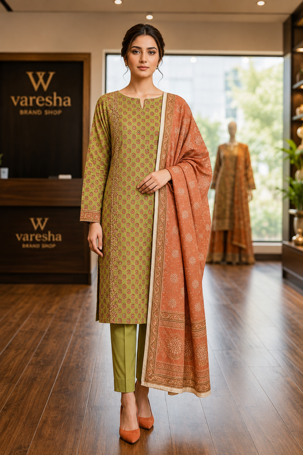 Waresha Brand Embroidered Lawn Suit