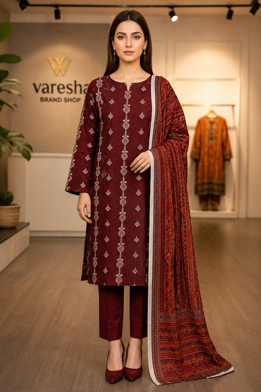 Waresha Brand Embroidered Lawn Suit