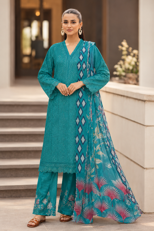 Johra Article – Heavy Embroidered 3 Piece Dress