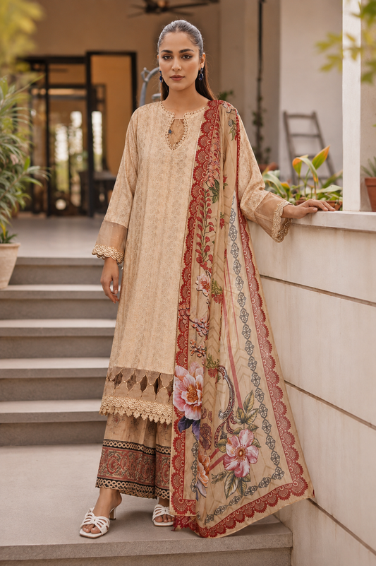 Johra Article – Heavy Embroidered 3 Piece Dress
