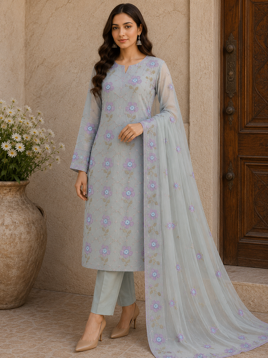“Bareeze Fully Embroidered Lawn 3-Piece”