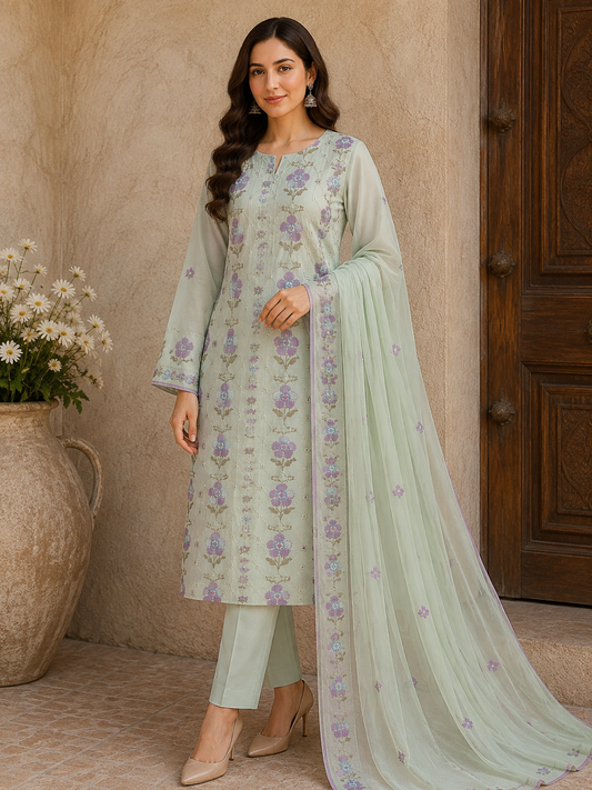 “Bareeze Fully Embroidered Lawn 3-Piece”
