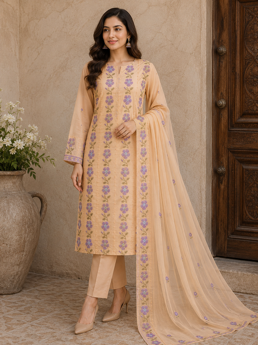 “Bareeze Fully Embroidered Lawn 3-Piece”