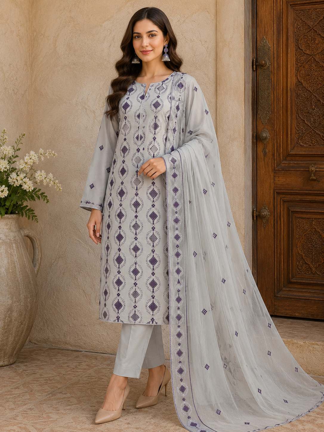 “Bareeze Fully Embroidered Lawn 3-Piece”