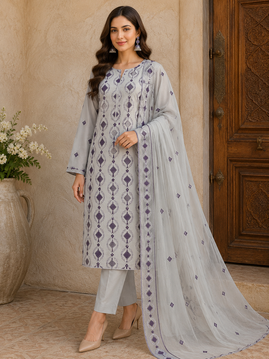 “Bareeze Fully Embroidered Lawn 3-Piece”
