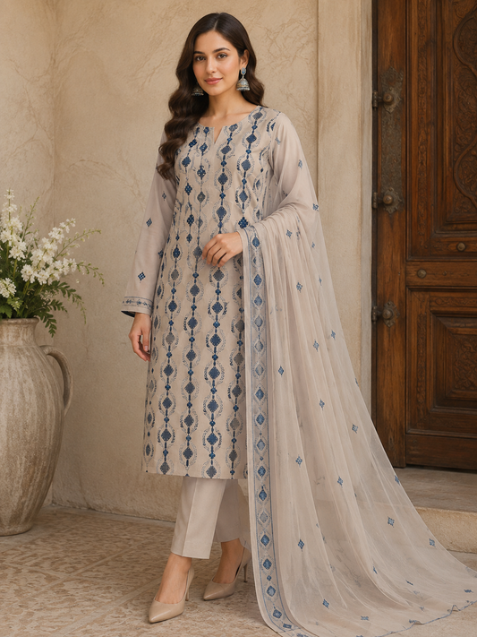 “Bareeze Fully Embroidered Lawn 3-Piece”