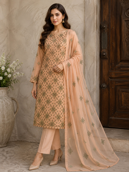 “Bareeze Fully Embroidered Lawn 3-Piece”