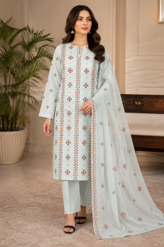“Bareeze Fully Embroidered Lawn 3-Piece”