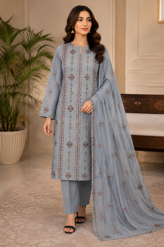 “Bareeze Fully Embroidered Lawn 3-Piece”