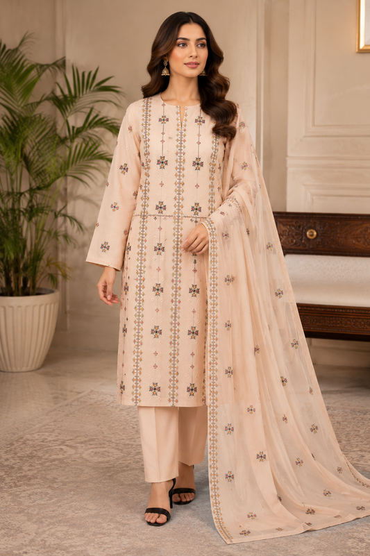 “Bareeze Fully Embroidered Lawn 3-Piece”