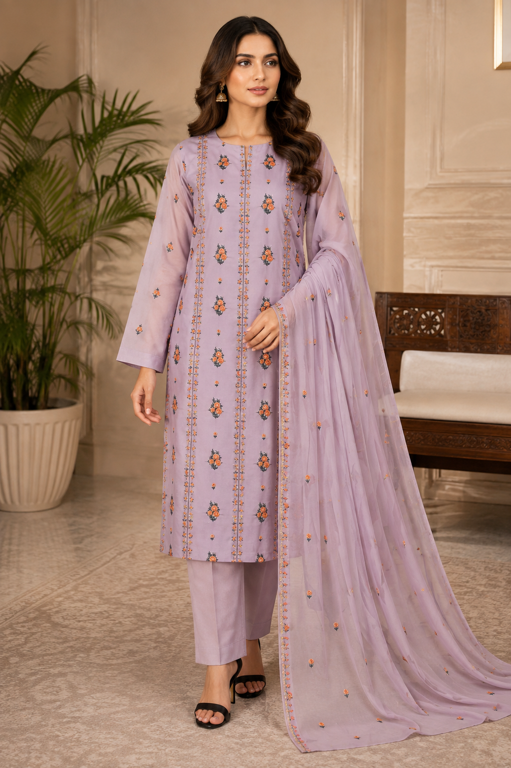 “Bareeze Fully Embroidered Lawn 3-Piece”