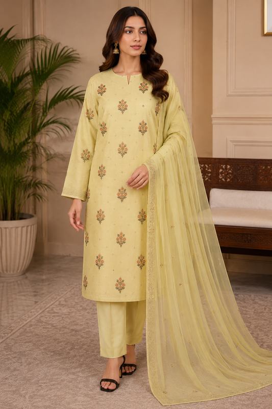 “Bareeze Fully Embroidered Lawn 3-Piece”