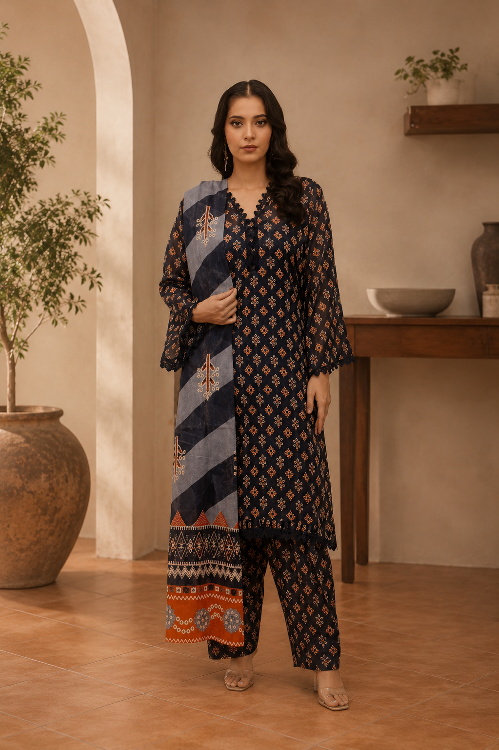 Lala Collage Printed Unstitched 3-Piece