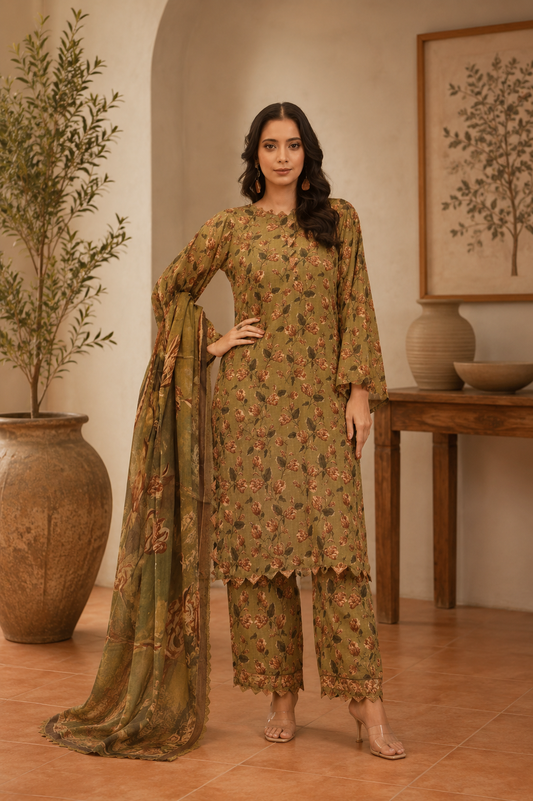 Lala Collage Printed Unstitched 3-Piece