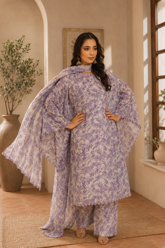LaLa Collage Unstiched Printed 3 pc
