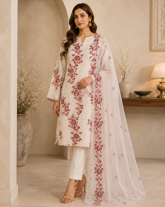 “Bareeze Fully Embroidered Lawn 3-Piece”