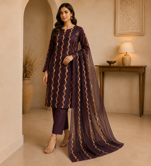 “Bareeze Fully Embroidered Lawn 3-Piece”