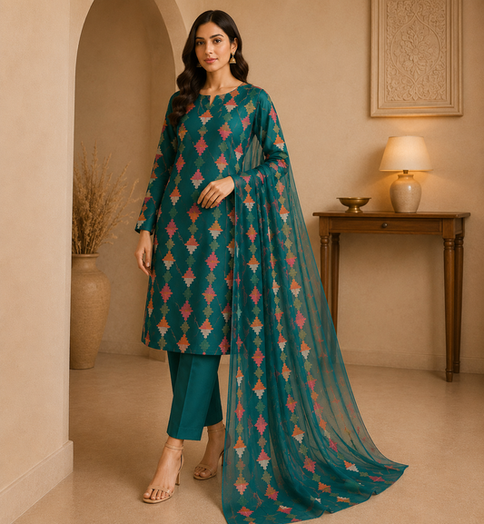“Bareeze Fully Embroidered Lawn 3-Piece”