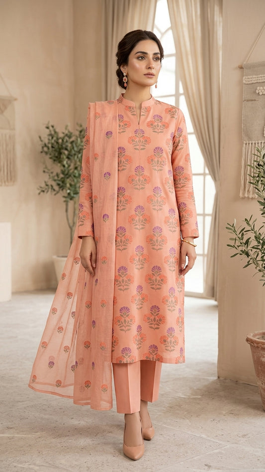 Premium Karandi Embroidered 3PC Suit