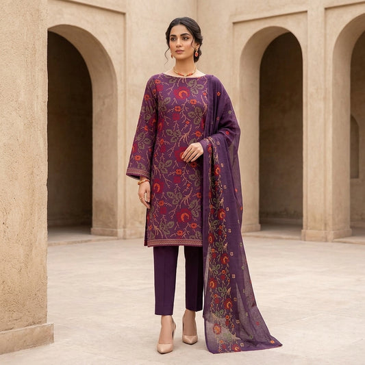 Premium Karandi Embroidered 3PC Suit