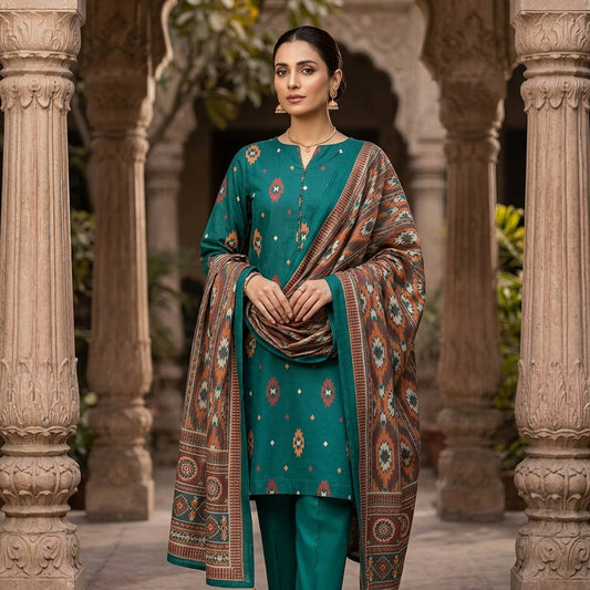 Premium Karandi Embroidered 3PC Suit
