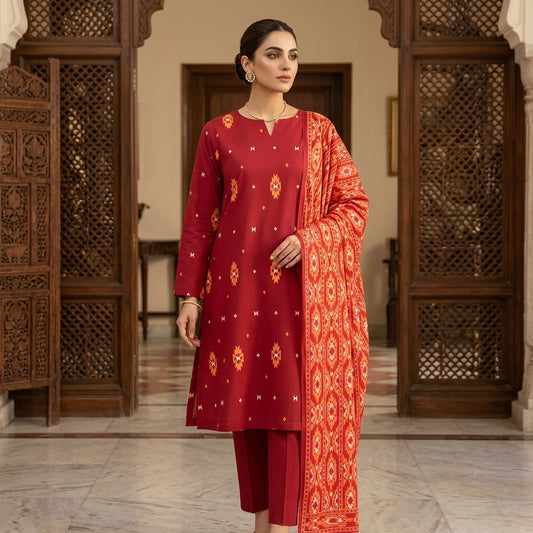 Premium Karandi Embroidered 3PC Suit