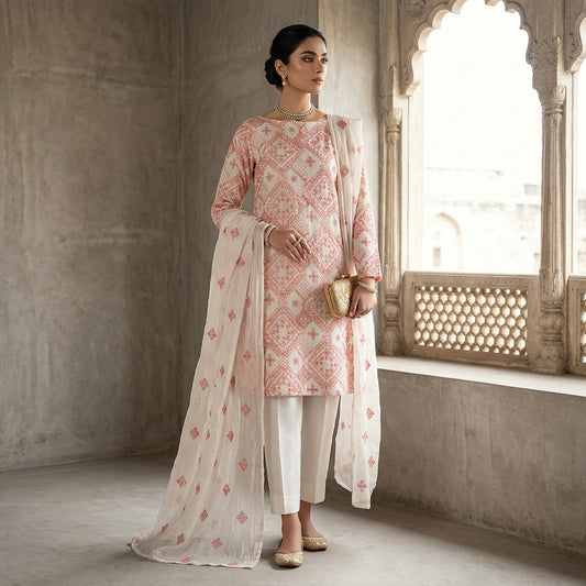 Premium Karandi Embroidered 3PC Suit