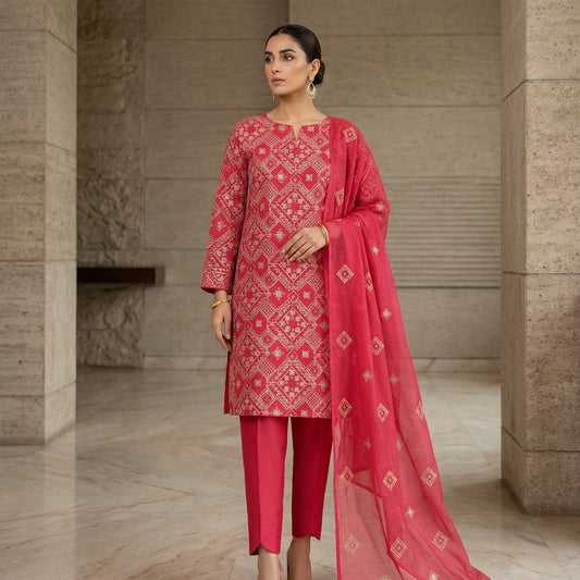 Premium Karandi Embroidered 3PC Suit