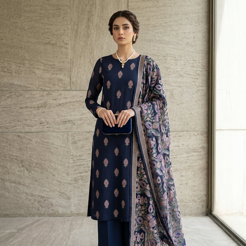 Premium Karandi Embroidered 3PC Suit
