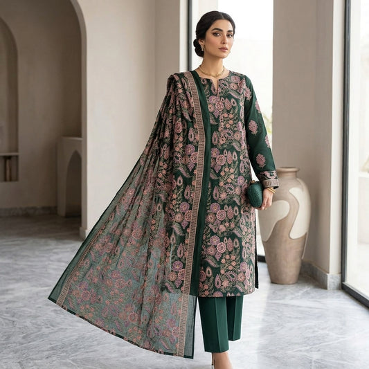 Premium Karandi Embroidered 3PC Suit