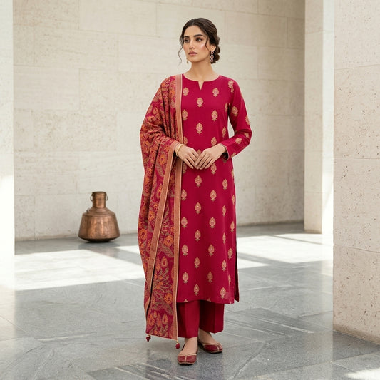 Premium Karandi Embroidered 3PC Suit