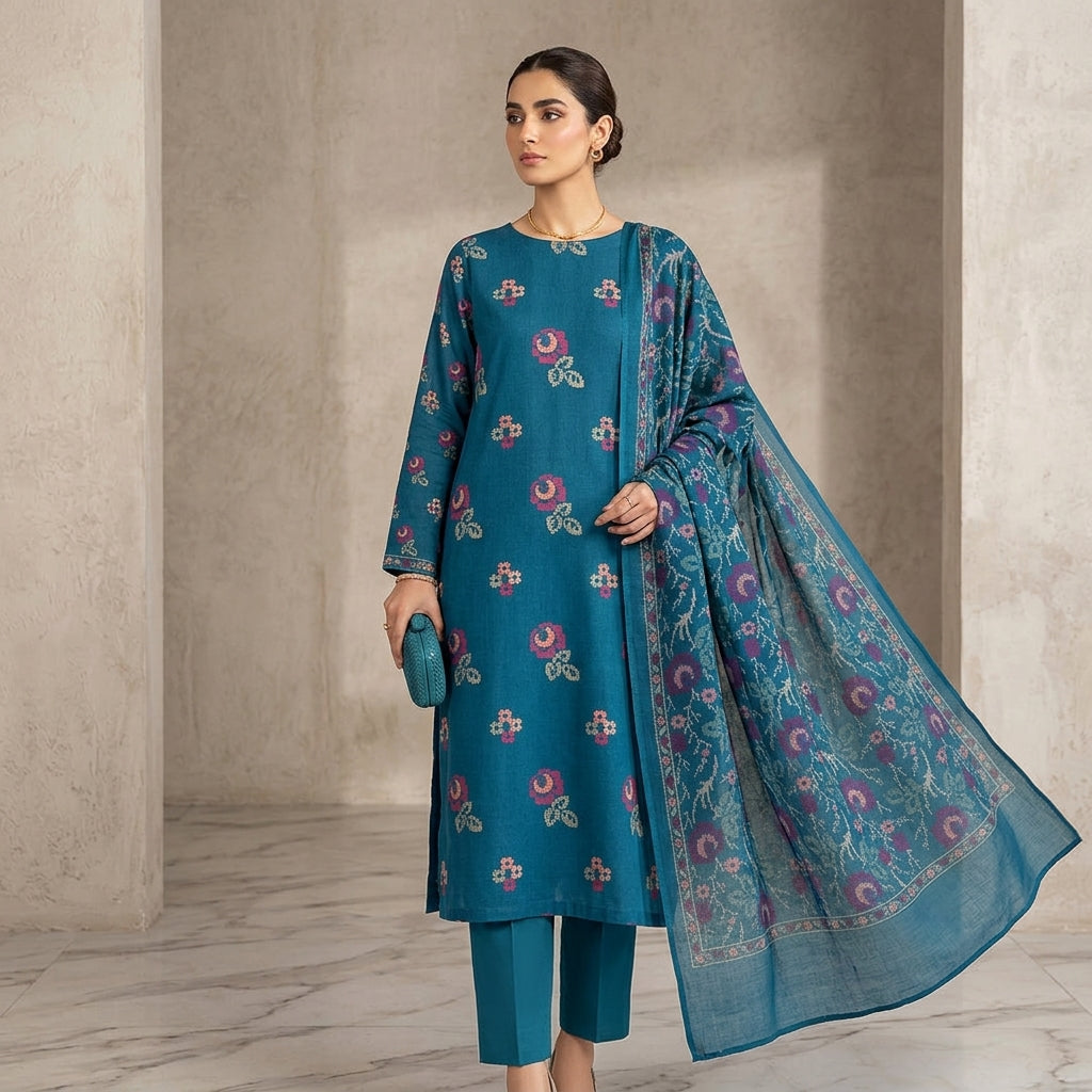Premium Karandi Embroidered 3PC Suit