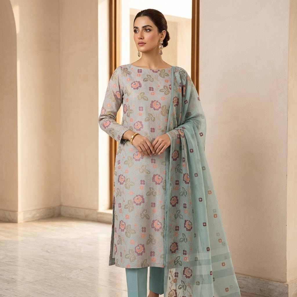 Premium Karandi Embroidered 3PC Suit
